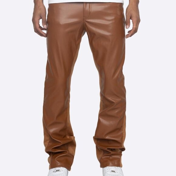 1- Flare Leather Pants - Picture 1 of 3